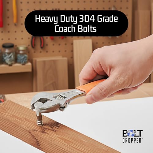 Image of Bolt Dropper 3 /8 inch x 5 inch Stainless Hex Head Lag Bolt Screws, (10 Pack), 304 (18-8) Steel Coach Bolts /Large Screws for Wood with Plain Finish
