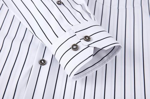 Alex Vando Mens Button Down Shirts Wrinkle Free 4-Way Stretch Print Business Casual Shirt