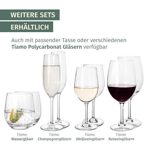 Camping Tafelgeschirr aus Melamin für 4 Personen 12-teilig | spülmaschinenfest | Picknick Geschirrset | Geschirr Campinggeschirr I Stone Red Design