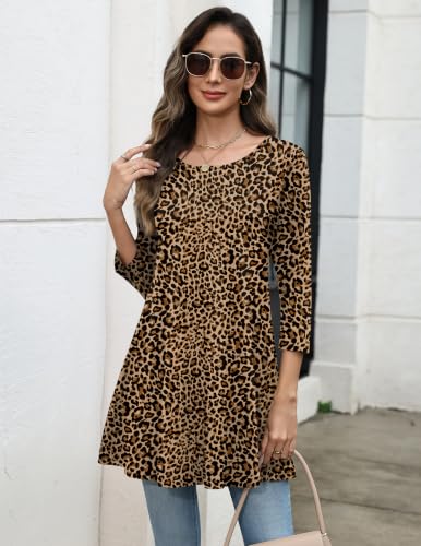 Image of Zeagoo Women Tops 3 /4 Sleeve Dressy Casual Plus Size Tunics Loose Blouses