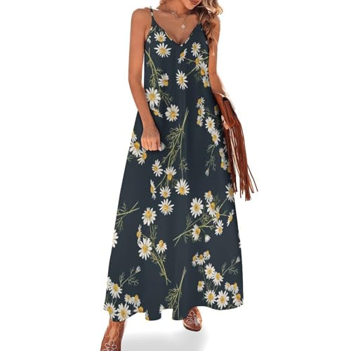 Robe longue pour femme ete sans manches robe maxi fleurie de plage et voyage