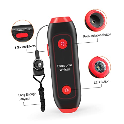 Sifflet pour arbitre enseignant avec cordon lumineux LED et poire de pression