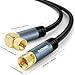 Thzzhnno TV Aerial F-Type Connector Coaxial Cable 25FT, 90 Degree Angled to Straight Male Cord, Coax Cable for HDTV, CATV, DVB-T2/C/S, Cable Modem, Radio, Satellite Receivers