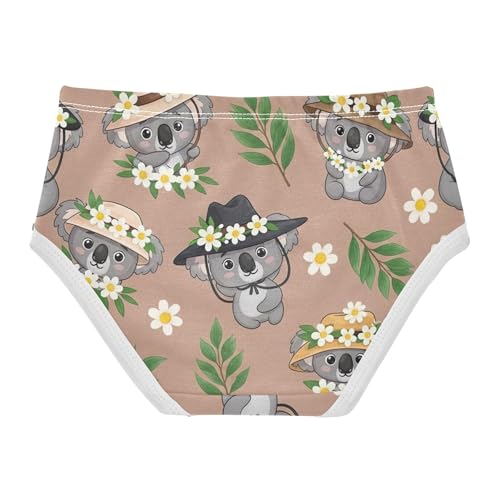 Cotton Girls Underwear Toddler Cartoon Cute Koalas Floral Brown Little Girl Panties Stylish Briefs Girls Undies 2t2