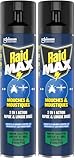 Raid Max Aérosol Mouches et Moustiques - 2 en 1 Action Rapide et Longue Durée - Parfum Eucalyptus - Jusqu'à 24h d'Efficacité - 1 Aérosol (Lot de 2)