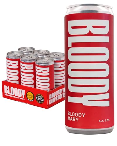 BLOODY | Bloody Mary Cocktail Cans 6x 250ml | Pre-Mixed & Ready to Drink Cocktail | Premium Bloody Mary Mix ABV 6.1% | Quality Ingredients Expertly Blended