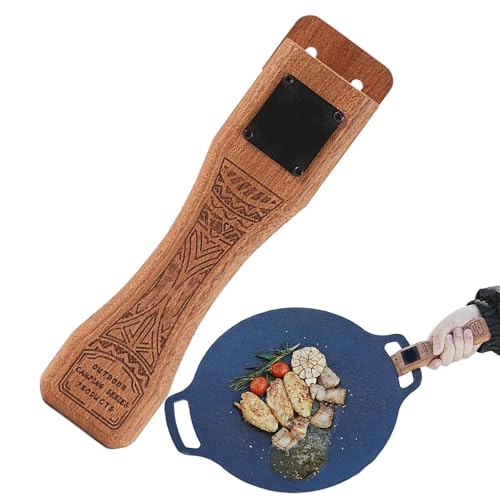 Generisch Wooden, Grill Pan Handle, Adjustable Buckle Pot Removable Pan Gripper Cookware Accessory for Indoor & Outdoor Grilling, Cooking, Frying, 6.3x1.57x0.79 pulgadas