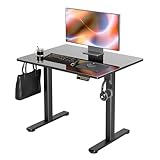 Claiks Electric Glass Standing Desk, 35x20 Inch Adjustable Height Stand Up Desks Quick Install for Computer, Black