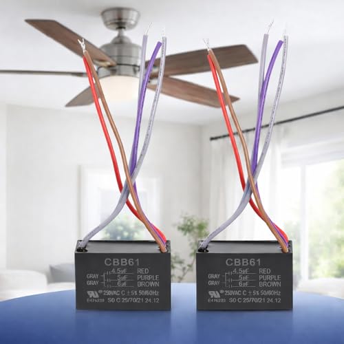 Image of Podoy Ceiling Fan Capacitor CBB61 5 Wire for Compatible with New Tech 4.5uf+5uf+6uf 250VAC (Pack of 2)