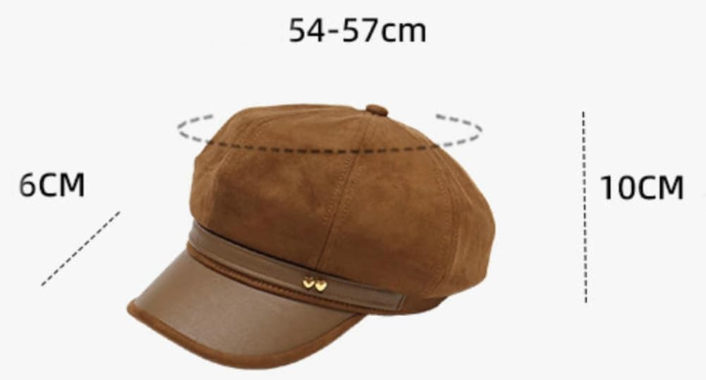 Womens Suede Newsboy Cap 8 Panel Paperboy Caps with Leather Brim Vintage Baseball Hat Baker Cabbie Beret Hats - Image 3