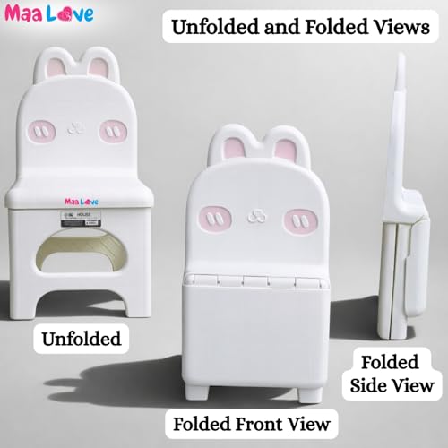 Image of Plastic Foldable Chair for Kids | School Study Chair for Indoor or Outdoor Use for Toddler Kids | Strong & Stable, Safe Rounded Edges | Capacity Up to 40 Kg (White)