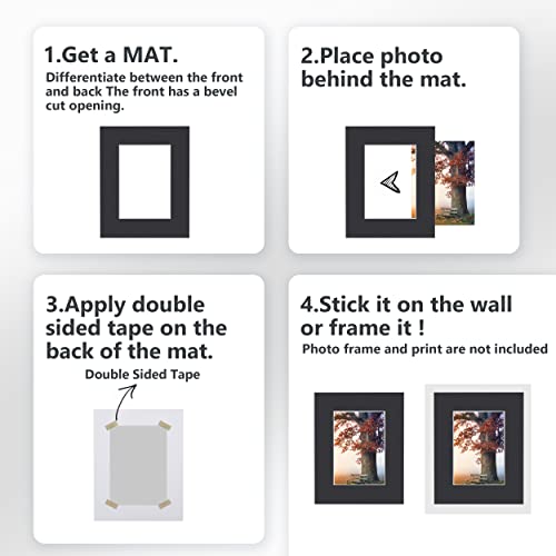 Somime 10 Pack Pre-Cut 11 x 14 Black Picture Mats for 8x10 Photos - White Core Bevel Cut Frame Matte, Acid Free, Ideal for Frames/Artwork/Prints