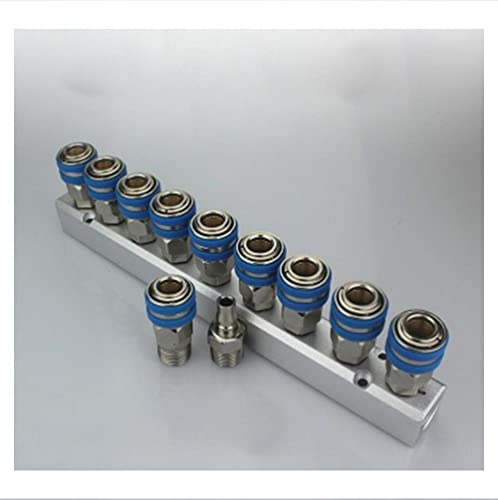 C Type Socket Out 9 Way Pneumatic Air Solid Aluminum Manifold Block Splitter