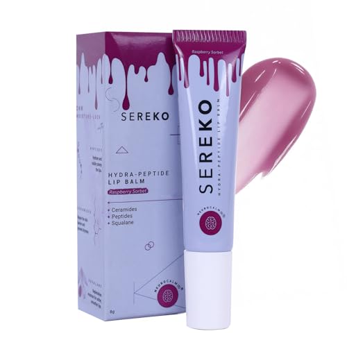 SEREKO Hydra Peptide Tinted Lip Balm | Ceramides & Squalane | 24H Moisture Lock, Plumps & Smooths | For Dry & Chapped Lips | Raspberry Sorbet | 8 g
