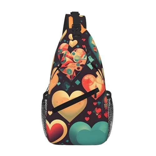Sac de poitrine pour homme en forme de cœur coloré avec bandoulière réglable pour le quotidien