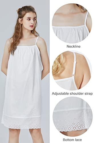 Image of BEAUTELICATE 100% Cotton Full Slip 1920s Vintage Dress Extender With Embroidered Lace