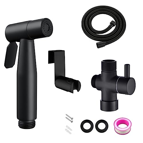 Wexecon Handheld Bidet Sprayer Muslim Shower Toilet Sprayer Bidets for Existing Toilets with Explosion Proof Hose Adjustable Water Pressure Great for Feminine Wash, Pet and Bathroom Cleaning(C,Black)