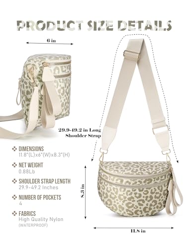 Image of Pure Colour Crossbody Bag Bum Bag for Women,Spacious Purse Fanny Packs Belt Bag,Oversized Bum Bag (Khaki Beige Leopard Print Bum Bag)