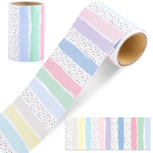 Abilat Pastel Bulletin Board Borders Classroom Colorful Stripes Polka Dot Border Decoration Stickers...