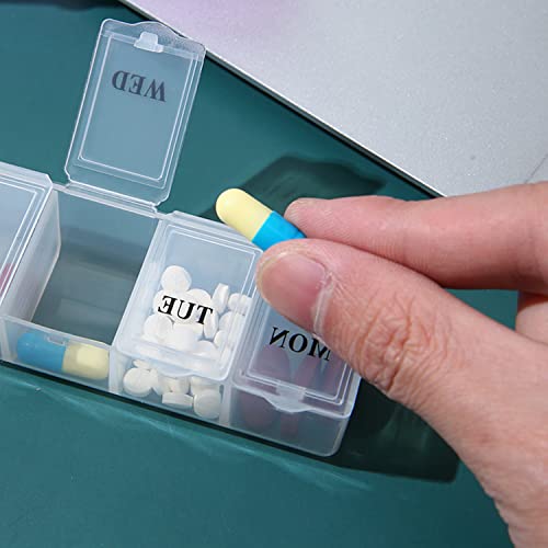 2-delige pillendoos, draagbare pillendoos Reistabletdoos 7 dagen tablet-organizer met compartimenten voor medicatie, supplementen, vitamines en levertraan (roze en wit) - Afbeelding 6