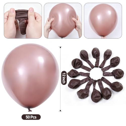 Image of 12 Inch Mocha Brown Balloons, 50 Pcs Latex Helium Balloons for Kid's Birthday Party, Baby Shower, Wedding, Graduate Party Decorations