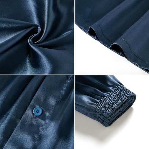 Men's Satin Boxers Pack Silky Boxer Shorts for Men, Silk Feeling Men's Underwear with Button Fly Pajamas Sleep Shorts 5