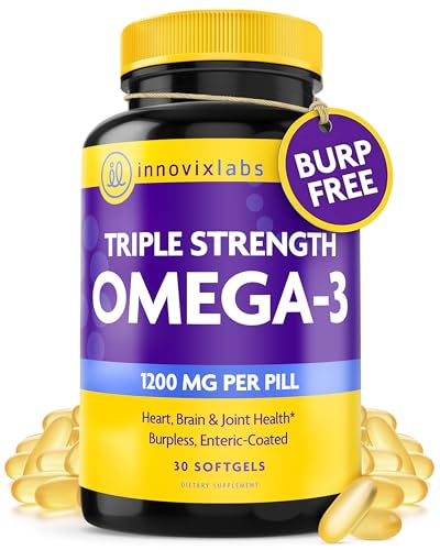 InnovixLabs Triple Strength Omega 3 Supplement Burpless Fish Oil for Women and Men - 900 mg EPA & DHA Brain & Joint Support Award Winning & Third-Party Tested 30 Softgels