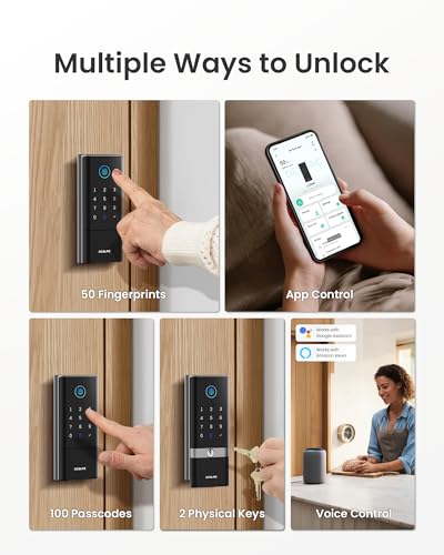 DESLOC Smart Lock K120 with GPT 3D Fingerprint, 15,000mAh Battery (Up to 16 Months), Keyless Entry Door Lock with Built-in WiFi, IP65 BHMA Grade 3 Deadbolt for Home, Rental & Airbnb, Black - Image 4