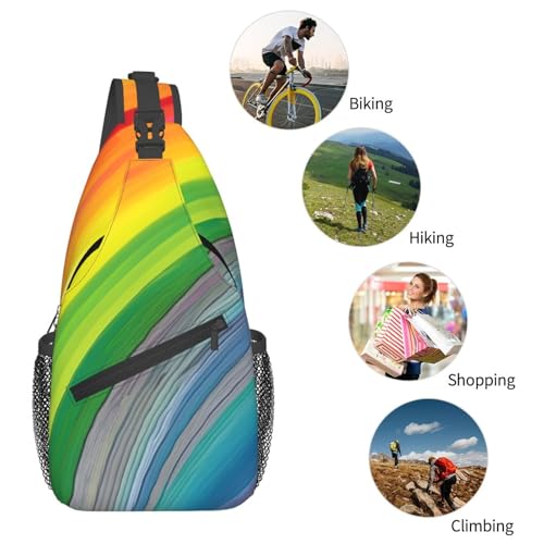 Mochila cruzada con estampado de rayas color arcoíris miniatura 6