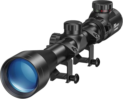 EZshoot 3-9x40 Rifle Scope Red Green Illuminated Rifle Scope with 20mm Scope Mounts, Rangefinder Reticle