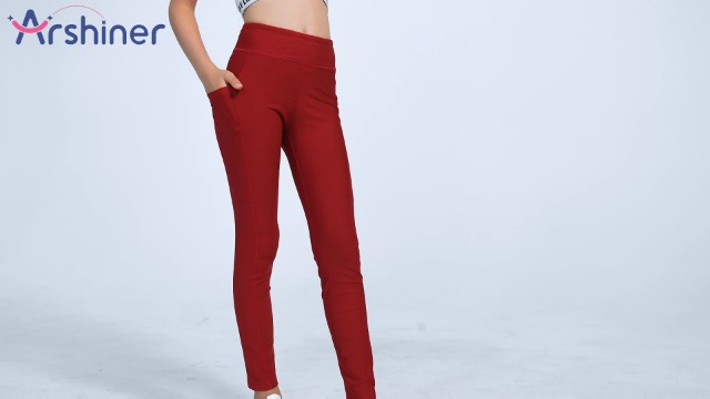 Mädchen Leggings Schwarz – Metallic Red – Gr. 5-6 Jahre – Nylon – Mit Normalem Bund & Pull-On Verschluss