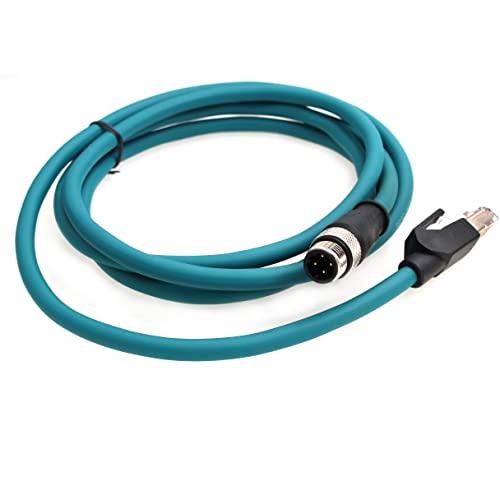 EONVIC M12 Ethernet Cable High Flexible M12 to RJ45 Patch Cord 4Pin D-Coded Industrial Shielded Cat5e SFTP 26AWG Waterproof IP67 for Cognex Industrial Ethernet High Flex Cable