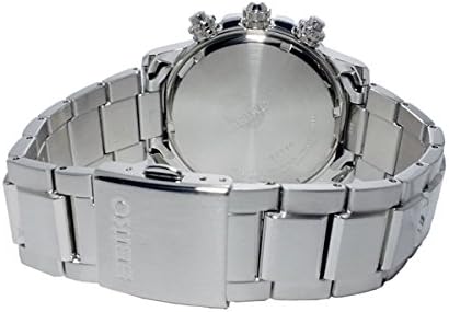 belakang view of the Seiko Solar Chronograph Watch SSC221P1, showing the case back and bracelet clasp.