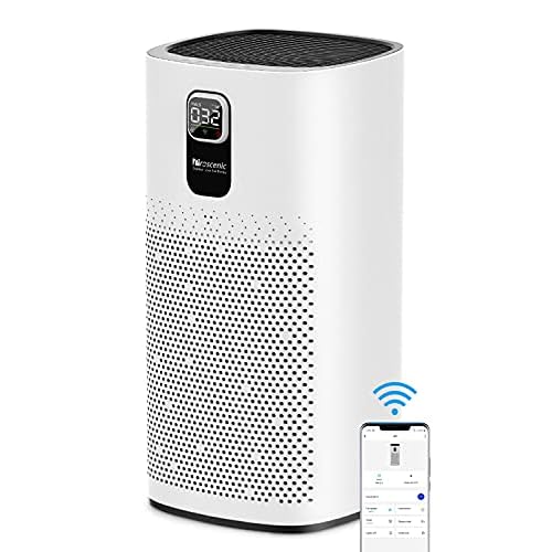 Proscenic Luftreiniger Air Purifier App Steuerung, 99,97% Filterleistung, Hepa 13 Filter, CADR 460m³/h bis zu 90m² große Wohnung, Allergiker Raucher gegen Staub Pollen Geruch, A9 Weiß