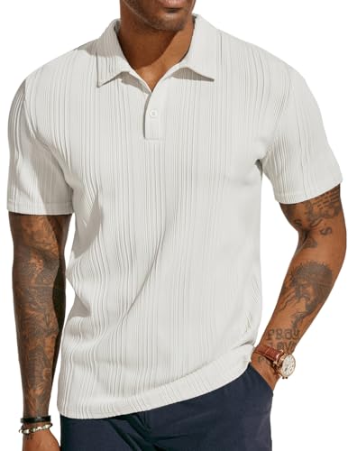 Image of PJ PAUL JONES Mens Polo Shirts Short Sleeve Textured Knit Polos