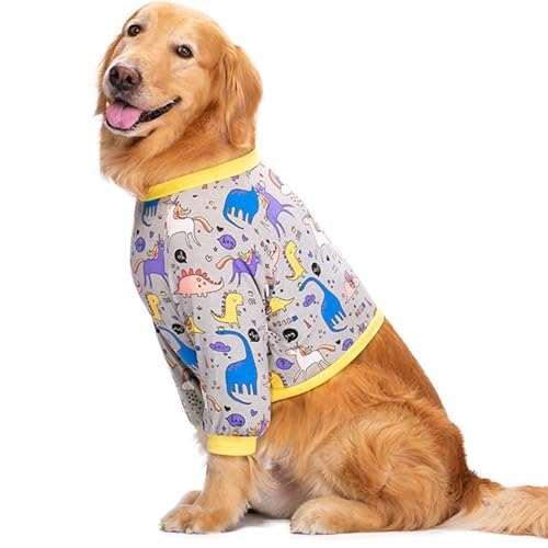 Image of Dog Elbow Protector Suit, Dog Recovery Sleeve with Elbow Protector,Dog Front Leg Surgery Recovery Clothes,Prevent Licking Wound(Yellow Dinosaur-XL)