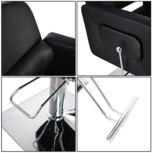 Omysalon All Purpose Chair Reclining For Salon, Hydraulic Barber Chair Heavy Duty For Hair Stylist, Square Base, Adjustable Headrest, 360 Degree Swivel, Styling Hairdressing Beauty Spa Equipment #TOP6
