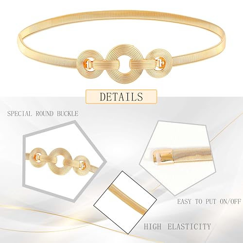 Gold Thin Waist Belt for Women Elastic Metal Belt Skinny Chain Belt for Dress3