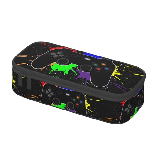 Image of Game Joystick Splash Cool Gamer Pencil Case Big Capacity Storage Pencil Pouch Stationery Bags With Zipper Portable Pen Holder Box Organizer For Boys Kids Student College School Office Supplies