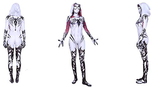 Asdfasdf Gwen Stacy Cosplay Costume Into The Spider Verse Gwenom Spandex Fabric Halloween Superhero Bodysuit (Adult-M(Height:63-65 Inch), White)… … #TOP2