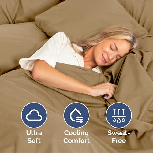 Image of King Size 4 Piece Sheet Set - Ultra Soft & Cooling Bed Sheets - Caramel