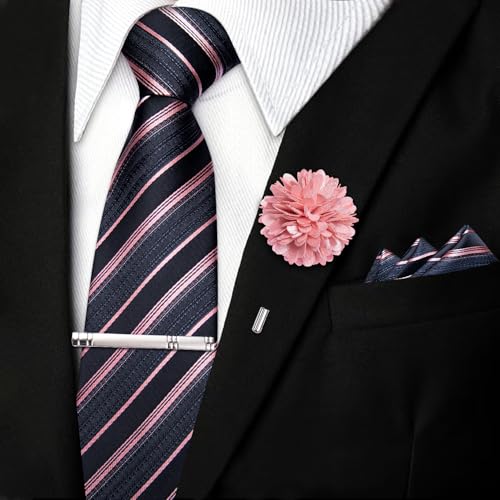 Image of DiBanGu Silk Zipper Ties for Men, Formal Pre-tied Necktie | Adjustable Tie,6PCS,Various Design Styles,Jacquard Woven,Skin-friendly,Practical Gift,Great for Wedding Party,Business Formal