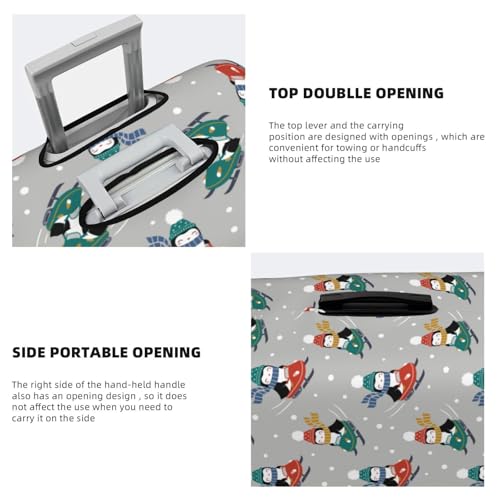 Skiing Penguin Print Luggage Cover For Suitcase,Washable Elastic Travel Suitcase Protector With Zipper Closure And Bottom Buckle – Fits 18-32" Luggage-X-Large3