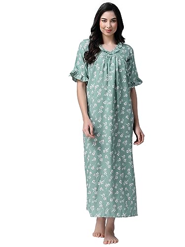 Image of OOMPH! Cotton Blend Nighty for Women's | Night Gown | Nighty | Nightdress | Maxi Dress | Sleepwear | Gown for Women | Nighties | Sleepwear