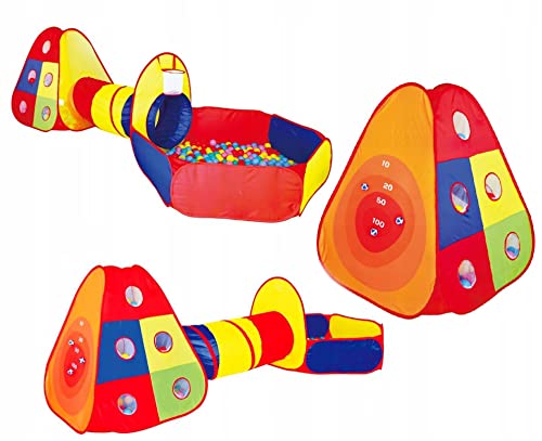 Tente de jeu pour enfants - Bassin de séchage + 100 balles - Tente bébé avec tunnel d'éveil - Piscine à balles partielle - Multicolore
