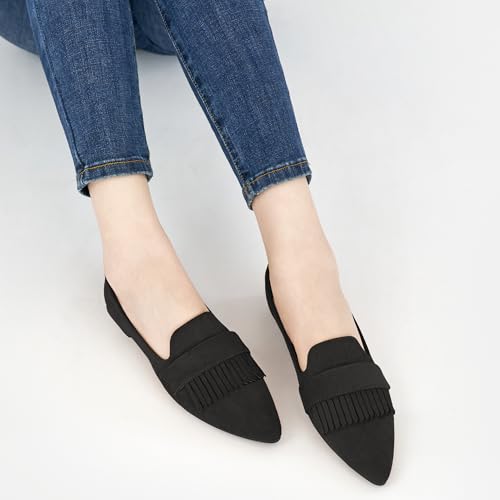 Image of Reimferce Women Flats Dressy Shoes : Comfortable Casual Work Flats for Women - Ladies Slip On Walking Shoes for Wedding