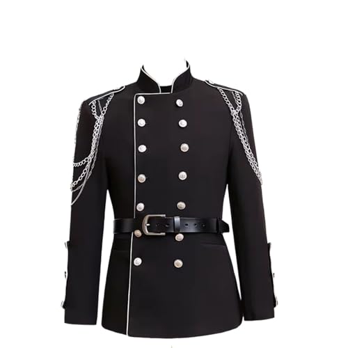 Blazer Steampunk homme col montant veste longue double boutonnage cosplay