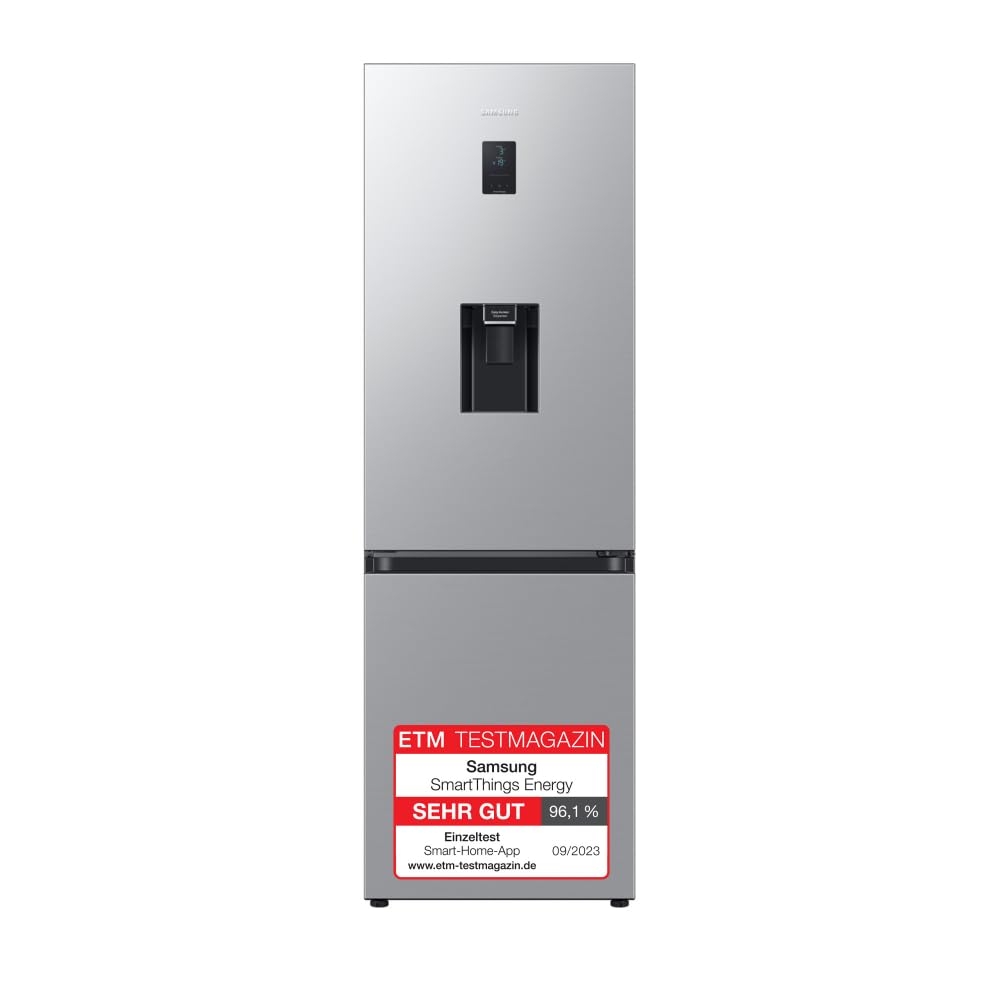 Samsung Kühl-Gefrier-Kombination, Kühlschrank mit Gefrierfach, 185 cm, 341 l Gesamtvolumen, 114 l Gefrierteil, AI Energy Mode, Wasserspender, Edelstahl-Look, RL34C652CSA/EG