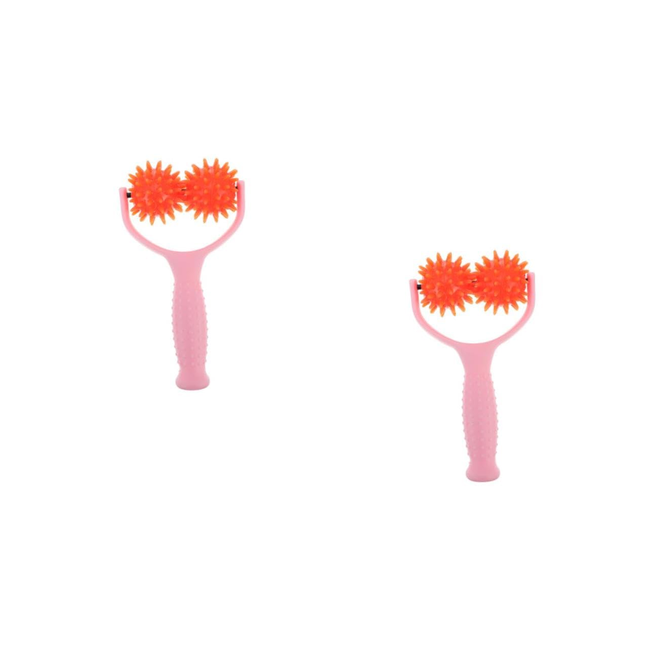 VALICLUD 2piezas Rodillo Masajeador Manual Para Relajación Muscular Herramienta De Masaje Ergonómica Para Hombros y Cuerpo Color Rosa