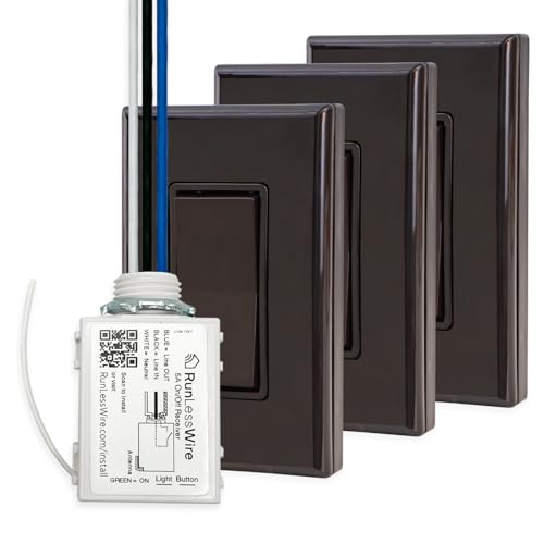 Image of RunLessWire 4-Way Battery-Free Wireless Light Switch Kit - Brown